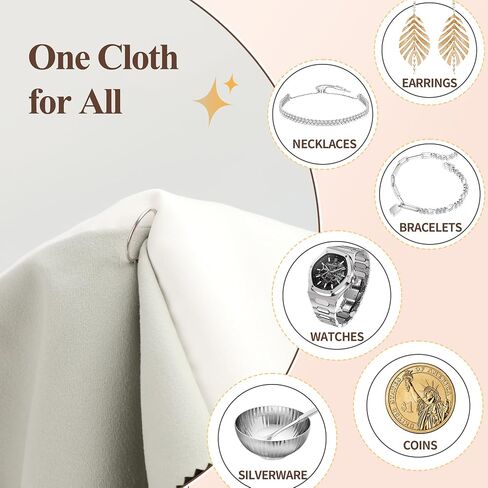 6 PCS Large Silver Polishing Cloth Kit, 3 Pack 10" x 12" Jewelry Cleaner Cloths with 3 Soft Brushes, Tarnish Remover & Scratch-Free Cleaner for Silver, Gold, Diamond, Coins, Watches, Deep Gray & Gray in Kuwait