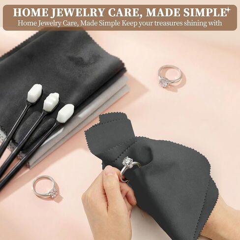 6 PCS Large Silver Polishing Cloth Kit, 3 Pack 10" x 12" Jewelry Cleaner Cloths with 3 Soft Brushes, Tarnish Remover & Scratch-Free Cleaner for Silver, Gold, Diamond, Coins, Watches, Deep Gray & Gray in Kuwait