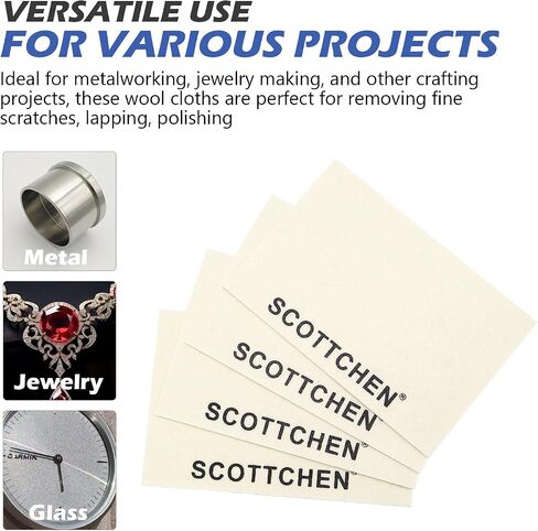SCOTTCHEN 4Pcs Wool Cloths for Buffing,Polishing and Lapping, 6" x 4" x 1.55mm,Ideal for Lapidary, Jewelry,Glass,and Metalworking ect. in Saudi Arabia