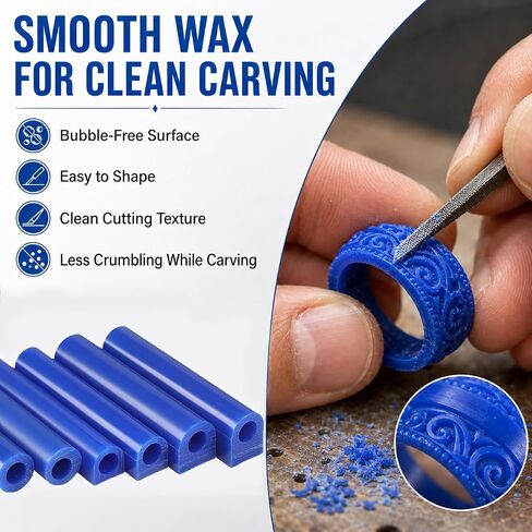 SHANGNIULU Ring Wax Carving Kit, 6 Blue Wax Tubes for Lost Wax Casting in Kuwait