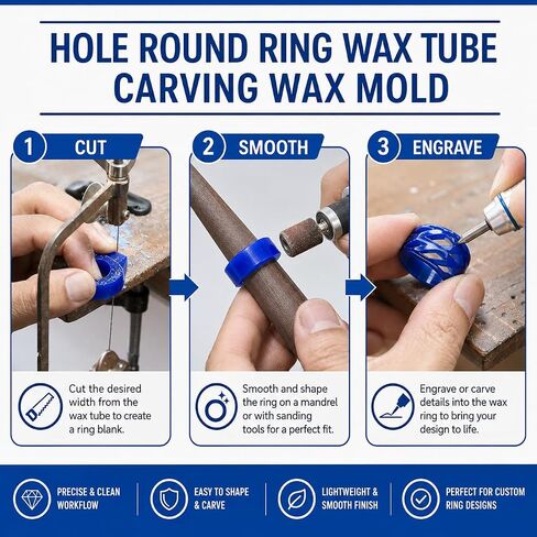 SHANGNIULU Ring Wax Carving Kit, 6 Blue Wax Tubes for Lost Wax Casting in Kuwait