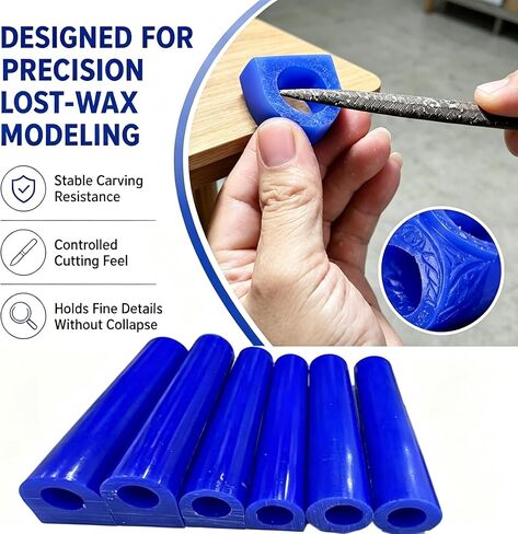 SHANGNIULU Ring Wax Carving Kit, 6 Blue Wax Tubes for Lost Wax Casting in Kuwait
