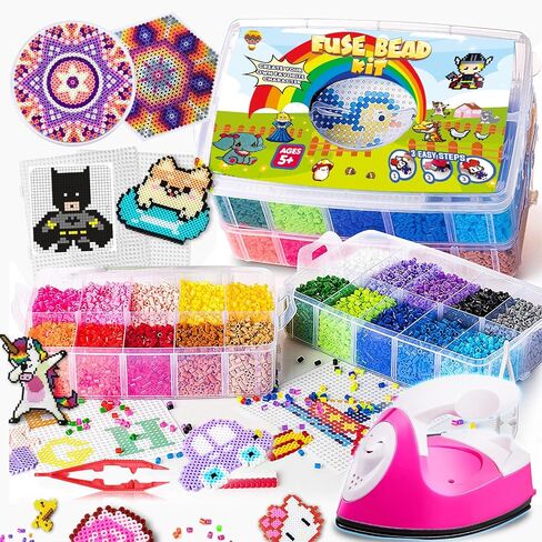 Goody King 23000pcs 5mm Fuse Beads Kit with Iron, 22 Colors 106 Patterns in Saudi Arabia