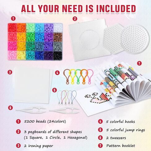 Quefe 24 Colors 5200pcs 5mm Fuse Beads Kit for Kids in Kuwait