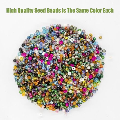 Ybxjges 24000Pcs 2mm Glass Seed Beads Kit, with 28 Colors Small Beads Kit for Girls,Women and Adults,Bracelets, Necklaces,Earring,Jewelry Making Supplies in Kuwait