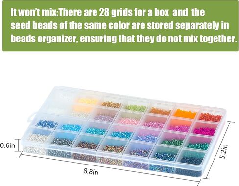 Ybxjges 24000Pcs 2mm Glass Seed Beads Kit, with 28 Colors Small Beads Kit for Girls,Women and Adults,Bracelets, Necklaces,Earring,Jewelry Making Supplies in Kuwait