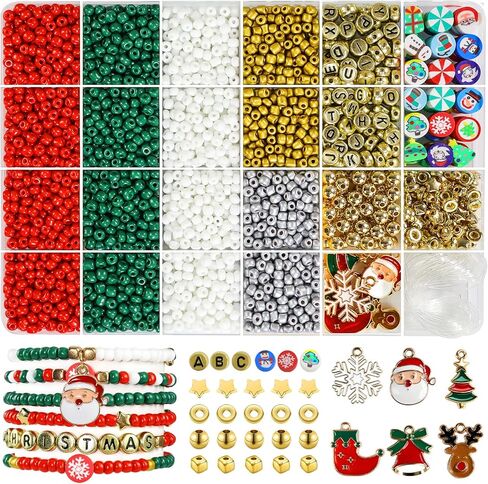 Redtwo 4mm Seed Beads for Bracelets, 24 Colors 3400Pcs Bracelet Making Kit in Saudi Arabia