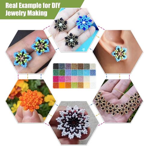 Ybxjges 24000Pcs 2mm Glass Seed Beads Kit, with 28 Colors Small Beads Kit for Girls,Women and Adults,Bracelets, Necklaces,Earring,Jewelry Making Supplies in Kuwait