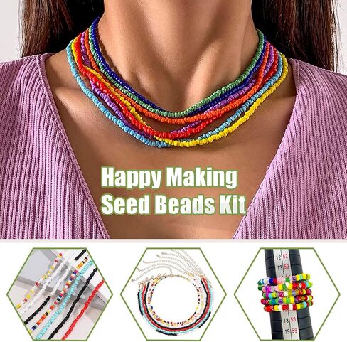 Ybxjges 24000Pcs 2mm Glass Seed Beads Kit, with 28 Colors Small Beads Kit for Girls,Women and Adults,Bracelets, Necklaces,Earring,Jewelry Making Supplies in Kuwait