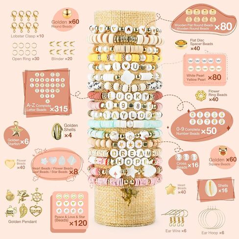 Dowsabel Clay Beads 3 Boxes Bracelet Making Kit, 10800pcs Beads for Jewelry Making, Letter Beads for Friendship Bracelets DIY Arts and Crafts Gifts for Girls Adults in Kuwait