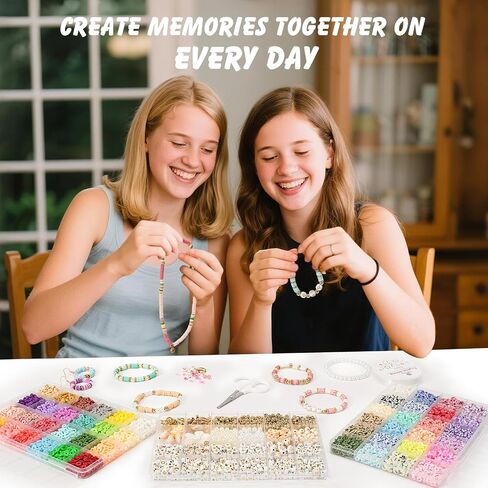 Dowsabel Clay Beads 3 Boxes Bracelet Making Kit, 10800pcs Beads for Jewelry Making, Letter Beads for Friendship Bracelets DIY Arts and Crafts Gifts for Girls Adults in Kuwait