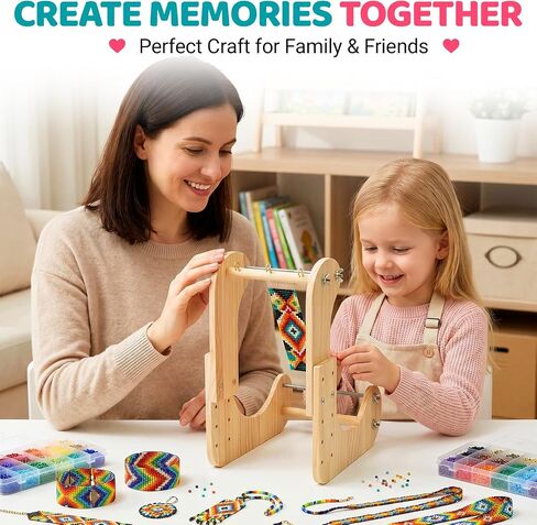 Adjustable Standing Bead Loom Kit for Adults – 5 Length Options, Ergonomic Angled Wood Beading Loom for Seed Beads, Bracelet Loom Kit for Jewelry Making, Wooden Bead Loom in Kuwait