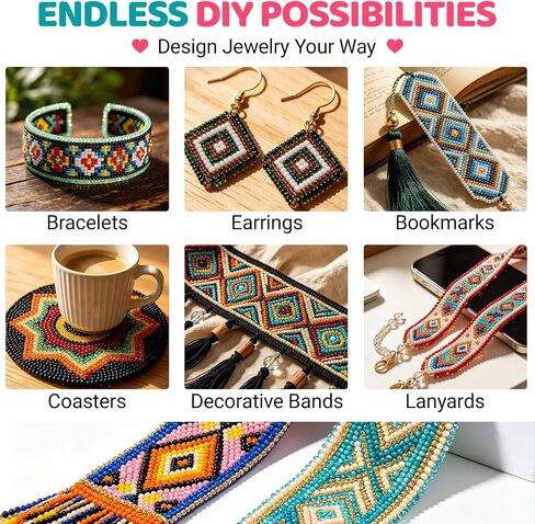 Adjustable Standing Bead Loom Kit for Adults – 5 Length Options, Ergonomic Angled Wood Beading Loom for Seed Beads, Bracelet Loom Kit for Jewelry Making, Wooden Bead Loom in Kuwait