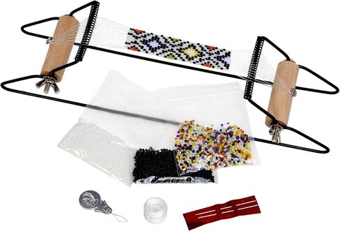 The Beadsmith Metal Bead Loom Kit, Includes Loom (12.5" x 2.5" x 3"), Thread, Needles, and 18 Grams Glass Beads for Bracelets, Necklaces, Belts, and More in Saudi Arabia