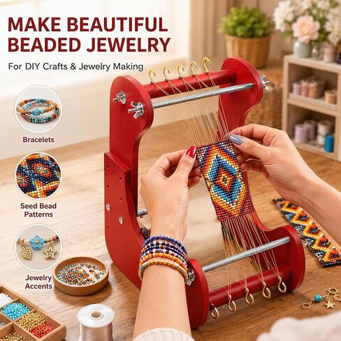 Adjustable Wooden Standing Bead Loom with 11 Work Sizes 9.7-18 in in Saudi Arabia