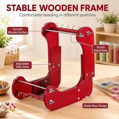 Adjustable Wooden Standing Bead Loom with 11 Work Sizes 9.7-18 in in Saudi Arabia
