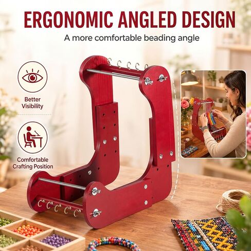 Adjustable Wooden Standing Bead Loom with 11 Work Sizes 9.7-18 in in Saudi Arabia