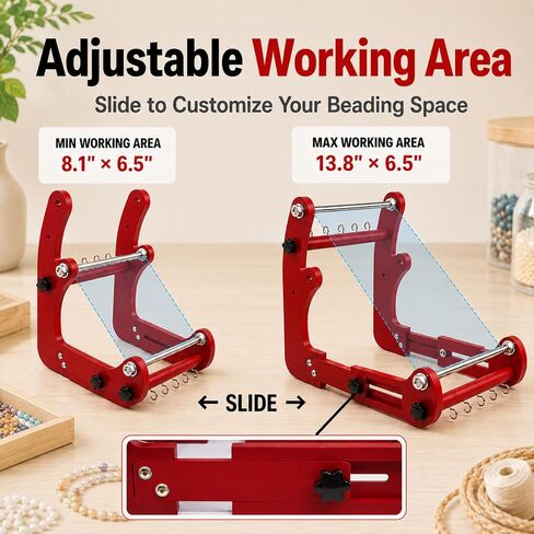 Adjustable Standing Bead Loom Kit, Wooden Beading Loom with Horizontally Sliding Frame, 8.1"–13.8" Adjustable Working Length, Ergonomic Angled Design for Adults and Beginners, Jewelry Making Crafts in Saudi Arabia