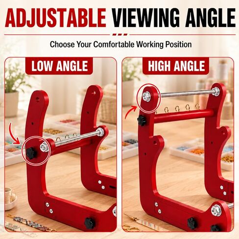 Adjustable Standing Bead Loom Kit, Wooden Beading Loom with Horizontally Sliding Frame, 8.1"–13.8" Adjustable Working Length, Ergonomic Angled Design for Adults and Beginners, Jewelry Making Crafts in Saudi Arabia