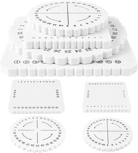 BILLIOTEAM 5 Pieces Braiding Disk Round Square Kumihimo Beading Cord Disc Braiding Braided Plate DIY Bracelet Loom Weaving Board (Round/Square Plate, White) in Saudi Arabia