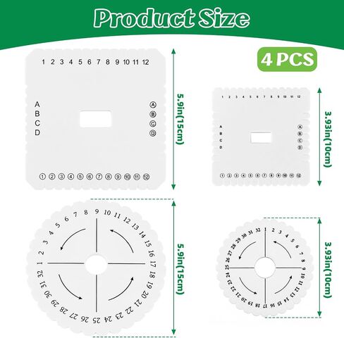 BILLIOTEAM 5 Pieces Braiding Disk Round Square Kumihimo Beading Cord Disc Braiding Braided Plate DIY Bracelet Loom Weaving Board (Round/Square Plate, White) in Saudi Arabia