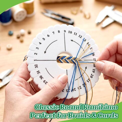 BILLIOTEAM 5 Pieces Braiding Disk Round Square Kumihimo Beading Cord Disc Braiding Braided Plate DIY Bracelet Loom Weaving Board (Round/Square Plate, White) in Saudi Arabia