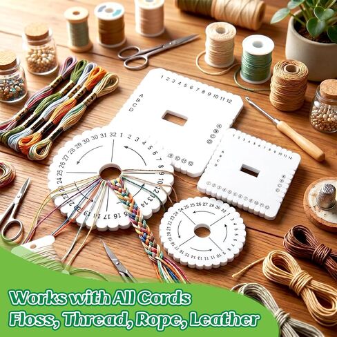 BILLIOTEAM 5 Pieces Braiding Disk Round Square Kumihimo Beading Cord Disc Braiding Braided Plate DIY Bracelet Loom Weaving Board (Round/Square Plate, White) in Saudi Arabia
