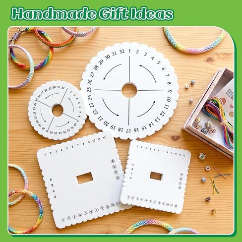 BILLIOTEAM 5 Pieces Braiding Disk Round Square Kumihimo Beading Cord Disc Braiding Braided Plate DIY Bracelet Loom Weaving Board (Round/Square Plate, White) in Saudi Arabia
