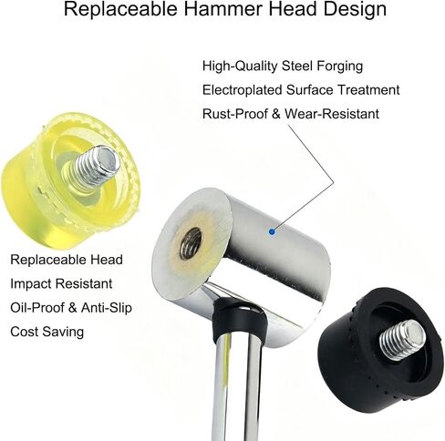 Double-Faced Rubber Mallet Hammer,Small Rubber Mallet Hammer,Jewelry Hammers, Lightweight Non-Slip Handle, Durable Scratch-Free Tool for Jewelry,Leather,Tile, Flooring & DIY in Saudi Arabia