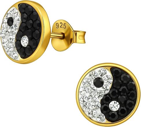 SAE99 Yin Yang .925 Sterling-Silver with Crystals TINY Stud Earrings in Kuwait