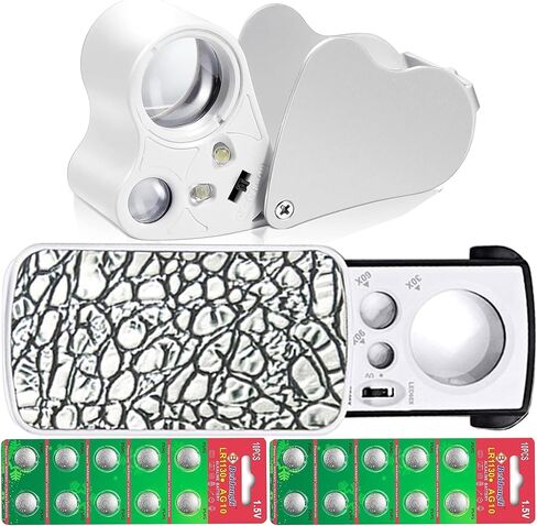 HMKIS 2 Pack Jewelers Loupe Magnification 30X 60X 90X & 20 Backup Batteries in Saudi Arabia