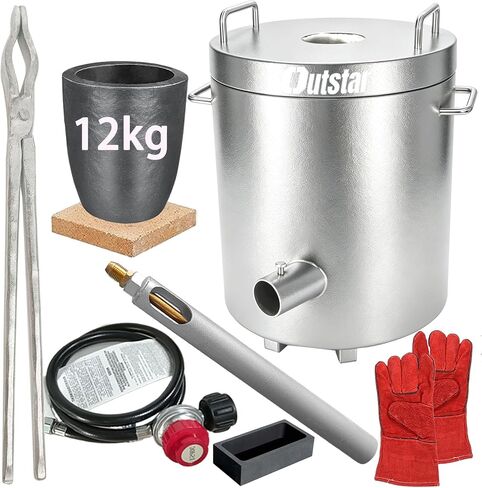Outstar 12KG Metal Melting Furnace Kit, Propane Melting Furnace Foundry Kiln Smelting Gold Silver Copper Aluminum Metal Recycle for Jewelry Making and Metal Casting in Kuwait
