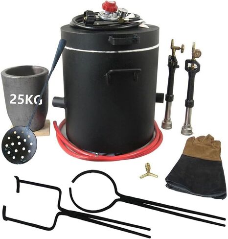 16KG/35LBs Propane Smelting Furnace Kit Double Burners - with 2 Graphite Crucibles and Crucible Tongs for Lifting and Pouring, Foundry Metal Smelter for Gold Copper Aluminum in Kuwait