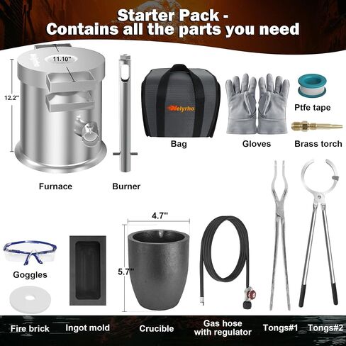 Nelyrho 6KG Portable Propane Melting Furnace Kit,2500℉ Stainless Steel in Saudi Arabia
