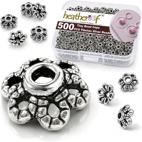 Heather's cf 500 قطعة فضية اللون قبعات خرز صغيرة (تناسب 8 مم 10 مم خرز دائري) لصنع المجوهرات in Kuwait
