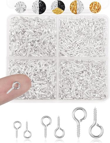 FIVEIZERO 600pcs Small Eye Pins for Jewelry Making & DIY Crafts, Mini Eyelet Screws for Art Projects & Bead Charms, Tiny Eye Hooks for Crafts (Gold & Silver, 3 Sizes) in Kuwait