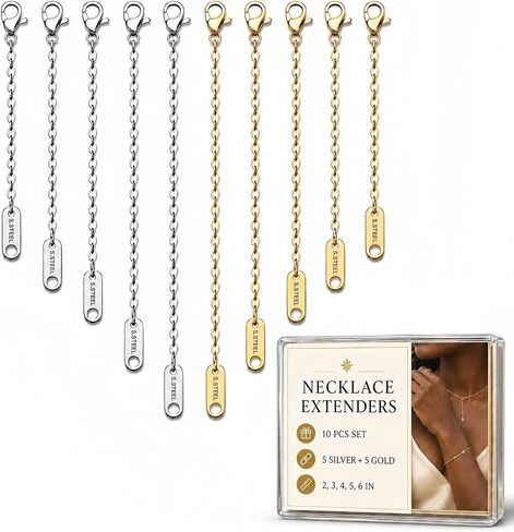 3 Pcs Necklace Extenders for Women, 2" 4" 6" 18k Gold Plated Chain Extenders for Necklaces, Gold Necklaces Bracelet Anklet Extender for Jewelry Making, Practical Mother's Day Jewelry Gifts for Mom in Kuwait