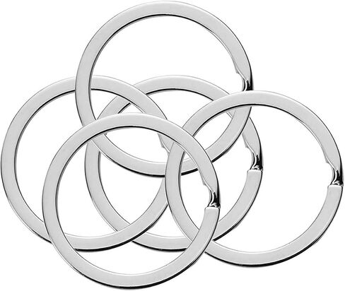 HeeYaa 10 Pieces of 1-inch Flat Key Rings - Metal Keychain Rings, Split Keyrings, Flat O-Ring for Home, Car, Office Keys Attachment (Silver) in Kuwait