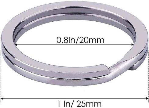 HeeYaa 10 Pieces of 1-inch Flat Key Rings - Metal Keychain Rings, Split Keyrings, Flat O-Ring for Home, Car, Office Keys Attachment (Silver) in Kuwait