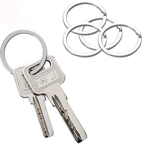 HeeYaa 10 Pieces of 1-inch Flat Key Rings - Metal Keychain Rings, Split Keyrings, Flat O-Ring for Home, Car, Office Keys Attachment (Silver) in Kuwait