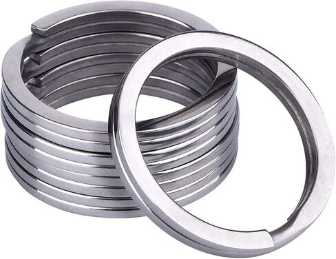 HeeYaa 10 Pieces of 1-inch Flat Key Rings - Metal Keychain Rings, Split Keyrings, Flat O-Ring for Home, Car, Office Keys Attachment (Silver) in Kuwait