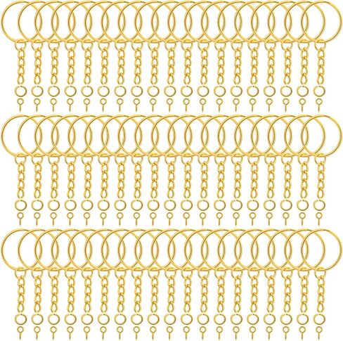 Audab 360Pcs Keychain Bulk, 120Pcs Keychain Rings with Chain and Open Jump Ring with Screw Eye Pins for Crafts and Jewelry Making in Kuwait
