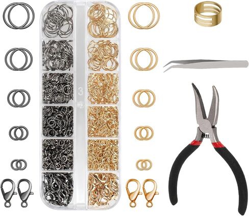 Amrules 1200 Pcs Jump Rings, Jewelry Making Kit, Silver and Gold in Kuwait