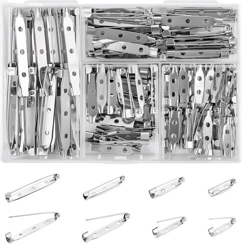 100Pcs Silver Brooch Clasp Pin, Premium Silver Bar Pins Brooch Pin Backs for Crafts, Jewelry Making, Name Tags and DIY Accessories - 4 Size 0.78 in/0.98 in/1.37 in/1.77in Brooch Pin Backst in Saudi Arabia