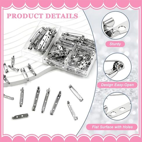 100Pcs Silver Brooch Clasp Pin, Premium Silver Bar Pins Brooch Pin Backs for Crafts, Jewelry Making, Name Tags and DIY Accessories - 4 Size 0.78 in/0.98 in/1.37 in/1.77in Brooch Pin Backst in Saudi Arabia