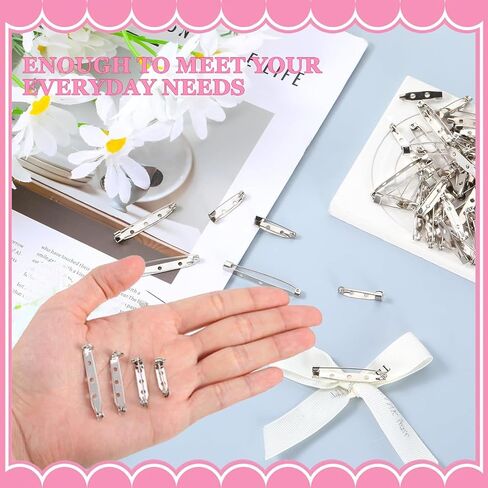 100Pcs Silver Brooch Clasp Pin, Premium Silver Bar Pins Brooch Pin Backs for Crafts, Jewelry Making, Name Tags and DIY Accessories - 4 Size 0.78 in/0.98 in/1.37 in/1.77in Brooch Pin Backst in Saudi Arabia
