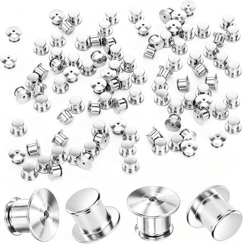 60 PCS Metal Locking Pin Backs and Pin Keepers — Secure Locking Clasp Pin Backings for Enamel Pins, Brooch, Lapel, Badge, Hat, Bag, Backpack, Collectibles & DIY Crafts (Silver) in Saudi Arabia