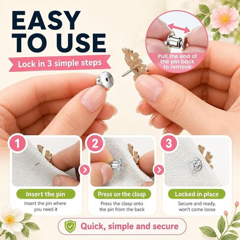 60 PCS Metal Locking Pin Backs and Pin Keepers — Secure Locking Clasp Pin Backings for Enamel Pins, Brooch, Lapel, Badge, Hat, Bag, Backpack, Collectibles & DIY Crafts (Silver) in Saudi Arabia