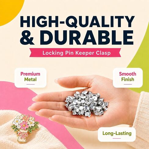 60 PCS Metal Locking Pin Backs and Pin Keepers — Secure Locking Clasp Pin Backings for Enamel Pins, Brooch, Lapel, Badge, Hat, Bag, Backpack, Collectibles & DIY Crafts (Silver) in Saudi Arabia