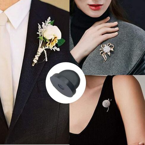 50/100pcs Rubber Pin Backs PVC Butterfly Clutch Enamel Lapel Pin Backings Cap Keepers Replacement for Uniform Badges Comfort Fit Tie Tack Pins Backing Holder Clasp, Black (50pcs Black) in Saudi Arabia